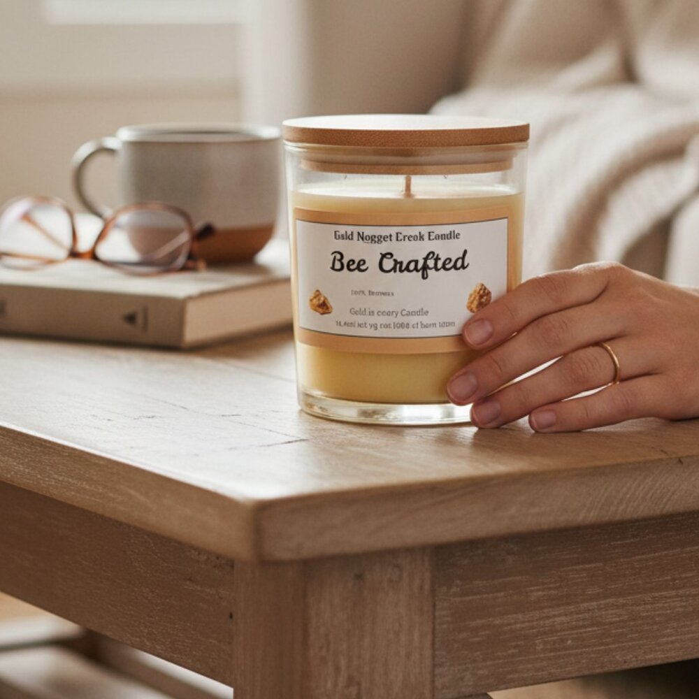 Beeswax Candle long burning Rich Honey scent with guaranteed Gold inside